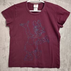 Disney Store Women's Daisy Duck Top Size Medium Purple  Short Sleeve Rhinestones